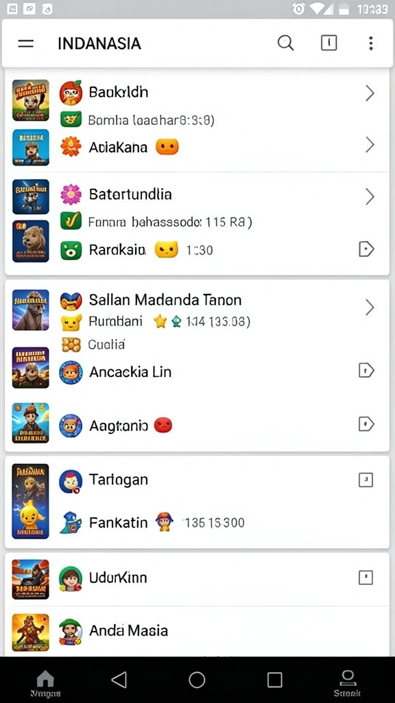 Screenshot menunjukkan berbagai tantangan yang dihadapi pemain.